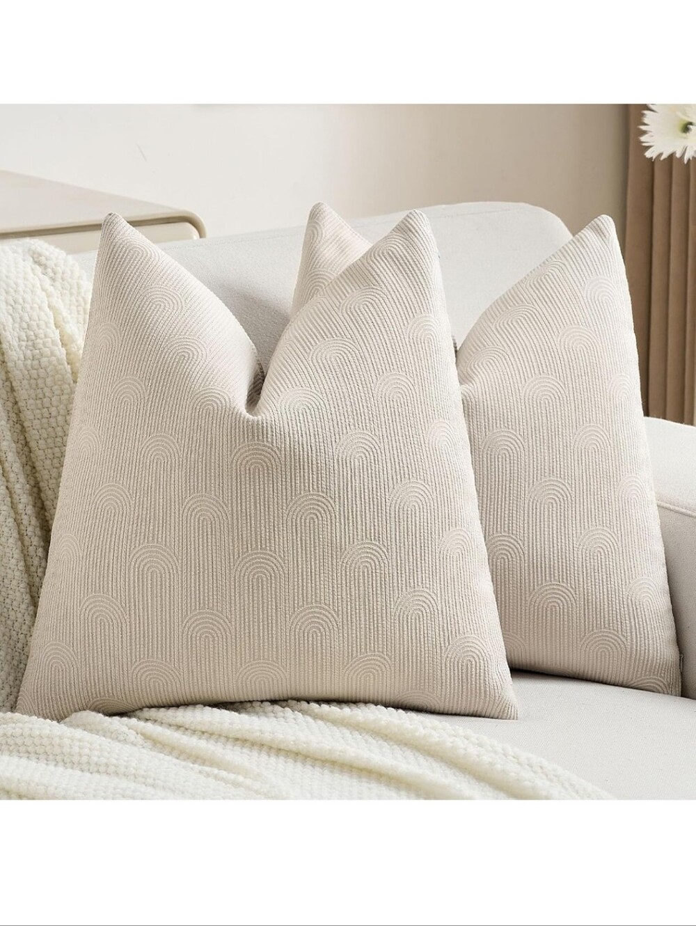 NEW! Textured Cream Throw Pillow Covers (Set of 2)